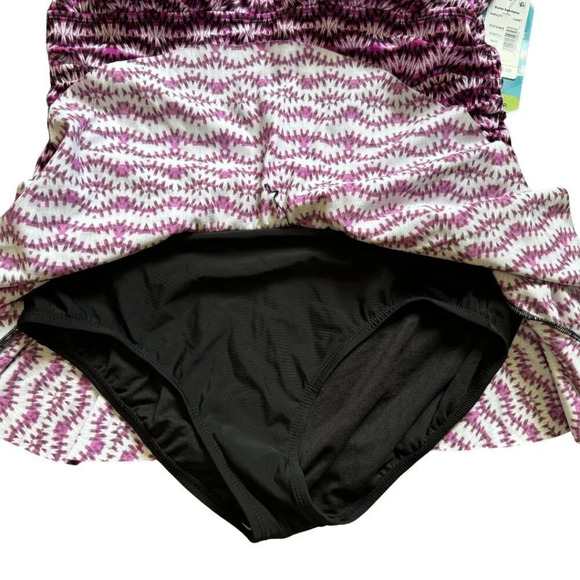 SWIM SOLUTIONS Spring Play Tummy Control Skater Swim Dress Purple 18W Plus - Picture 5 of 6